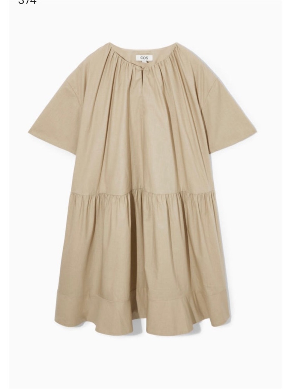 COS Beige Tiered Oversized Mini Dress